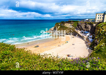 Grande plage de l'Ouest à Newquay, Cornwall, UK Banque D'Images