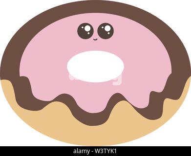 Cute donut avec les yeux, illustration, vecteur sur fond blanc. Illustration de Vecteur