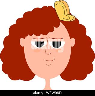 Girl avec papillon dans les cheveux, illustration, vecteur sur fond blanc Illustration de Vecteur