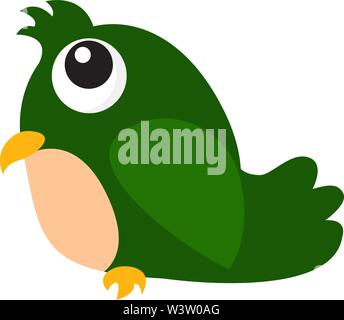 Mignon petit perroquet vert, illustration, vecteur sur fond blanc Illustration de Vecteur