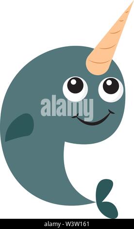 Cute narwhal, illustration, vecteur sur fond blanc Illustration de Vecteur