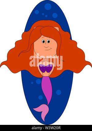 Sirène en mer, illustration, vecteur sur fond blanc Illustration de Vecteur