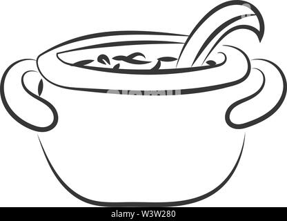 Pot à soupe dessin, illustration, vecteur sur fond blanc Illustration de Vecteur