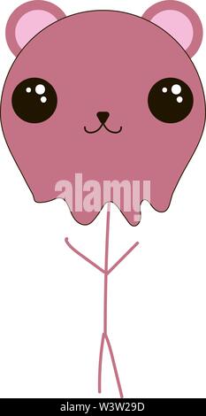 Stick avec ours mignon yeux, illustration, vecteur sur fond blanc Illustration de Vecteur