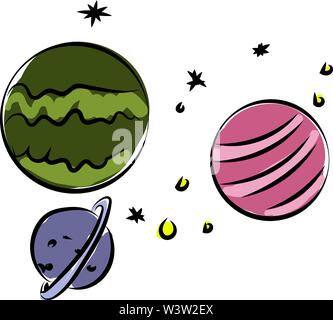 Planètes dans l'espace, vecteur illustration, sur fond blanc Illustration de Vecteur