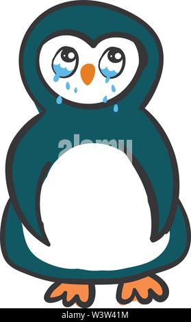 Triste penguin, illustration, vecteur sur fond blanc. Illustration de Vecteur