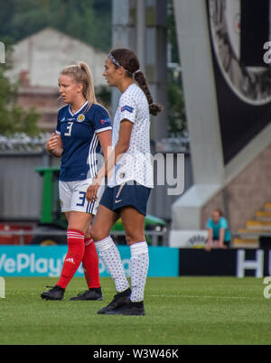 Paisley, Scotland, UK. 16 Juillet 2019 : l'Écosse et la France jouent un U19 de l'UEFA Women's Championship match de groupe à Paisley. Banque D'Images