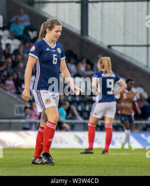 Paisley, Scotland, UK. 16 Juillet 2019 : l'Écosse et la France jouent un U19 de l'UEFA Women's Championship match de groupe à Paisley. Banque D'Images