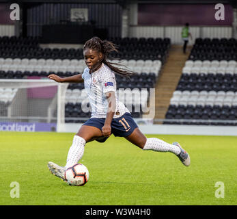 Paisley, Scotland, UK. 16 Juillet 2019 : l'Écosse et la France jouent un U19 de l'UEFA Women's Championship match de groupe à Paisley. Banque D'Images