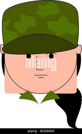 Soldat fille avec chapeau, illustration, vecteur sur fond blanc. Illustration de Vecteur