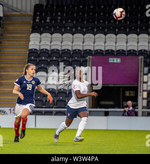 Paisley, Scotland, UK. 16 Juillet 2019 : l'Écosse et la France jouent un U19 de l'UEFA Women's Championship match de groupe à Paisley. Banque D'Images