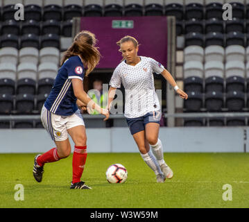 Paisley, Scotland, UK. 16 Juillet 2019 : l'Écosse et la France jouent un U19 de l'UEFA Women's Championship match de groupe à Paisley. Banque D'Images