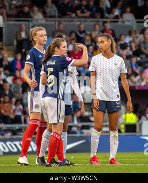 Paisley, Scotland, UK. 16 Juillet 2019 : l'Écosse et la France jouent un U19 de l'UEFA Women's Championship match de groupe à Paisley. Banque D'Images