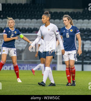 Paisley, Scotland, UK. 16 Juillet 2019 : l'Écosse et la France jouent un U19 de l'UEFA Women's Championship match de groupe à Paisley. Banque D'Images