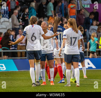 Paisley, Scotland, UK. 16 Juillet 2019 : l'Écosse et la France jouent un U19 de l'UEFA Women's Championship match de groupe à Paisley. Banque D'Images