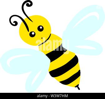 Petite Abeille en vol, illustration, vecteur sur fond blanc. Illustration de Vecteur