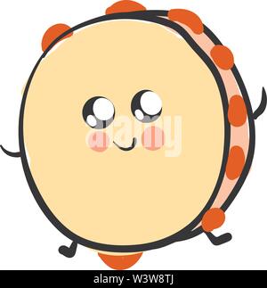 Tambourin, illustration, mignon vecteur sur fond blanc. Illustration de Vecteur