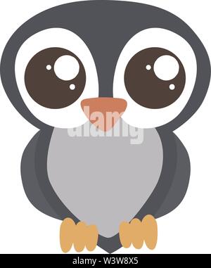 Cute owl avec de grands yeux, illustration, vecteur sur fond blanc. Illustration de Vecteur