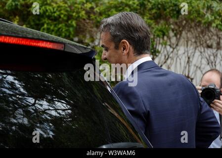 La Grèce. 17 juillet, 2019. Le Premier Ministre grec, Kyriakos Mitsotakis, après l'assermentation de la Parlement grec. Credit : SOPA/Alamy Images Limited Live News Banque D'Images