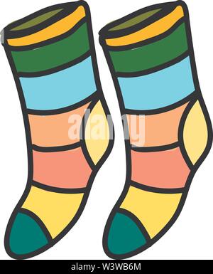 Chaussettes multicolores, illustration, vecteur sur fond blanc. Illustration de Vecteur