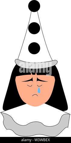 Pleurer pierrot, illustration, vecteur sur fond blanc. Illustration de Vecteur