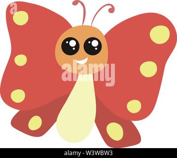 Papillon rouge souriant, illustration, vecteur sur fond blanc. Illustration de Vecteur