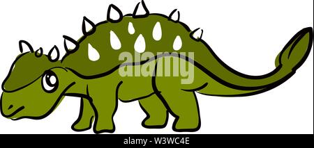 Dinosaure vert triste, illustration, vecteur sur fond blanc. Illustration de Vecteur