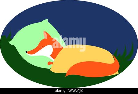 Red Fox dormir, illustration, vecteur sur fond blanc. Illustration de Vecteur