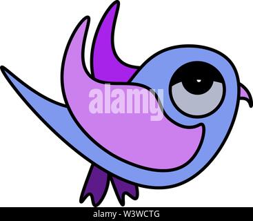 Oiseau fatigué violet, illustration, vecteur sur fond blanc. Illustration de Vecteur