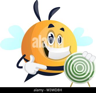 Bee montrant cible, illustration, vecteur sur fond blanc. Illustration de Vecteur