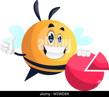 Thumb up Bee bee, tenant un morceau, illustration, vecteur sur fond blanc. Illustration de Vecteur