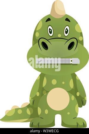 Le dragon vert est silencieux, illustration, vecteur sur fond blanc. Illustration de Vecteur