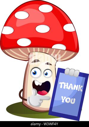 Avec champignons merci sign, illustration, vecteur sur fond blanc. Illustration de Vecteur