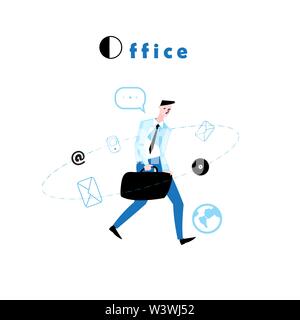 Vector illustration d'un gestionnaire de marche pour travailler au bureau. Iollustration sur fond blanc pour les poster ou le couvercle. Illustration de Vecteur