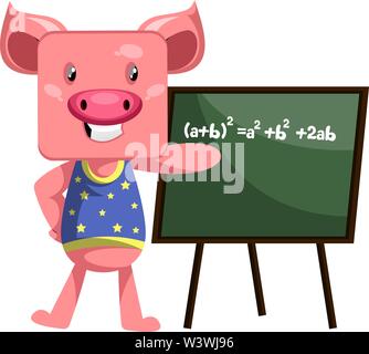 Porc avec tableau noir, illustration, vecteur sur fond blanc. Illustration de Vecteur