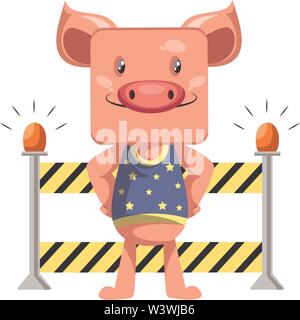 Piggy sur construction yard, illustration, vecteur sur fond blanc. Illustration de Vecteur