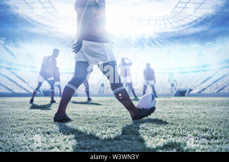 Image composite de divers joueurs de rugby sur terrain Banque D'Images