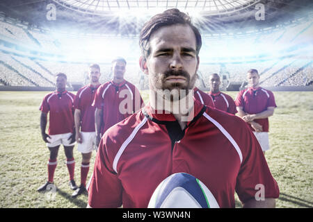 Image composite de divers joueurs de rugby sur terrain Banque D'Images