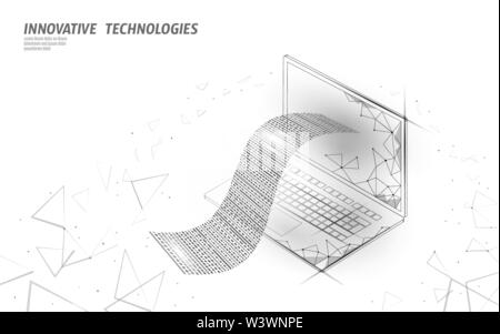 Le projet de loi numérique 3D web voyage concept. Point polygonal en ligne Paiement en ligne de billets d'ordinateur portable. La technologie électronique bannière budget financier Illustration de Vecteur