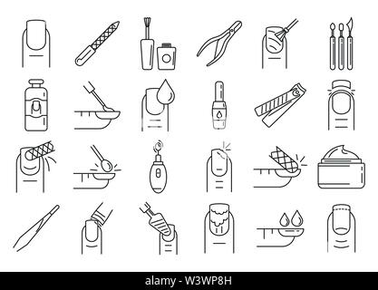 Manucure ongle icons set. Aperçu jeu de manucure ongles icônes vectorielles pour le web design isolé sur fond blanc Illustration de Vecteur