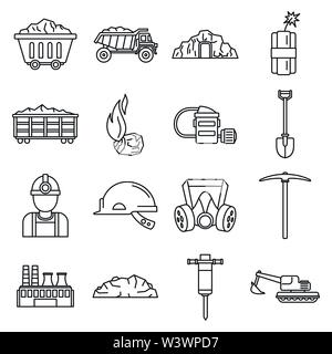 L'usine de l'industrie du charbon icons set. Contours ensemble de l'industrie du charbon factory vector icons pour la conception web isolé sur fond blanc Illustration de Vecteur