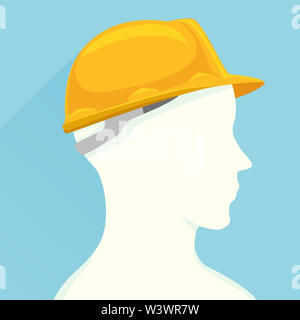 Illustration d'un profil d'un homme portant un casque de construction jaune Banque D'Images