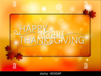 Joyeux Thanksgiving Day modèle logo sur blur automne fond. Vector illustration. Illustration de Vecteur