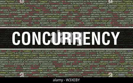 Concurrency texte écrit sur les codes de programmation résumé technologie historique de concepteur de logiciel et l'ordinateur d'un script. Concept de simultanéité de code sur Banque D'Images