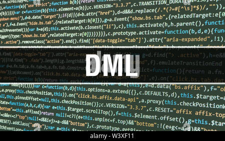 Concept DML aléatoire avec des parties de code de programme. DML sur les codes de programmation résumé technologie historique de concepteur de logiciel et l'ordinateur d'un script. DML Banque D'Images