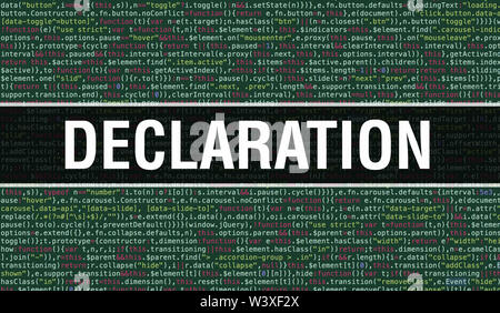 Texte Déclaration écrite sur les codes de programmation résumé technologie historique de concepteur de logiciel et l'ordinateur d'un script. Concept de déclaration de code Banque D'Images