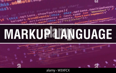Avec le langage Java numérique code texte. Markup Language et logiciel informatique concept vecteur de codage. Codage de programmation java script, digital prog Banque D'Images