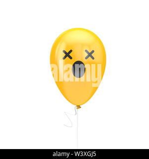 Bouche ouverte et yeux croisés ballon flottant emoji Banque D'Images