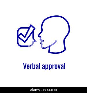 Approbation et signature de l'icône de l'imagerie approuvé - de montrer quelqu'un compte tenu de l'aller de l'avant Illustration de Vecteur