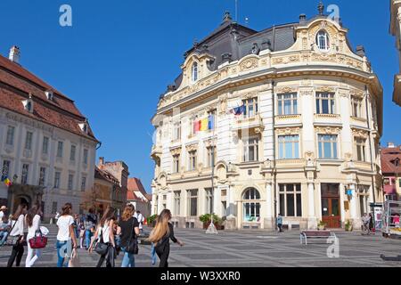 Grande couronne, avec des carrés de ville, centre ville, Sibiu, Transylvanie, Roumanie Banque D'Images